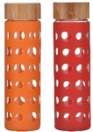 550ml Portable High Borosilicate Glass Water Bottle with Bamboo lid EK-G105