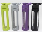 550ml Borosilicate Glass Water Bottle Travel Bottles,Silicone Sleeve Protection EK-G108