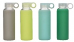 360ml Novelty Durable Glass Water Bottle with Colorful Soft Silicone Sleeve EK-G115