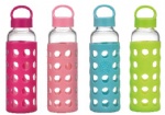 360ml Glass Water Bottle with Colorful Soft Silicone Sleeve EK-G116