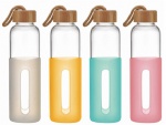 550ml Portable High Borosilicate Glass Water Bottle with Colorful Silicone Sleeve EK-G111
