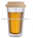 Double wall glass tumbler